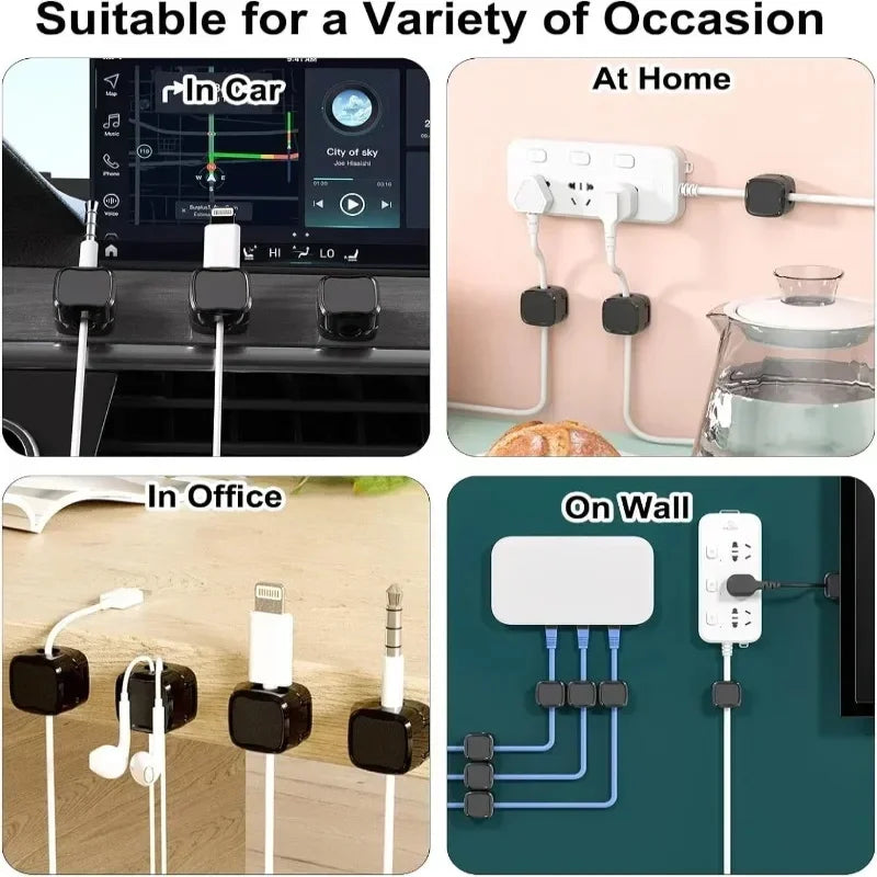Magnetic Hinged Cable Clips for Desk Charging Lead Storage