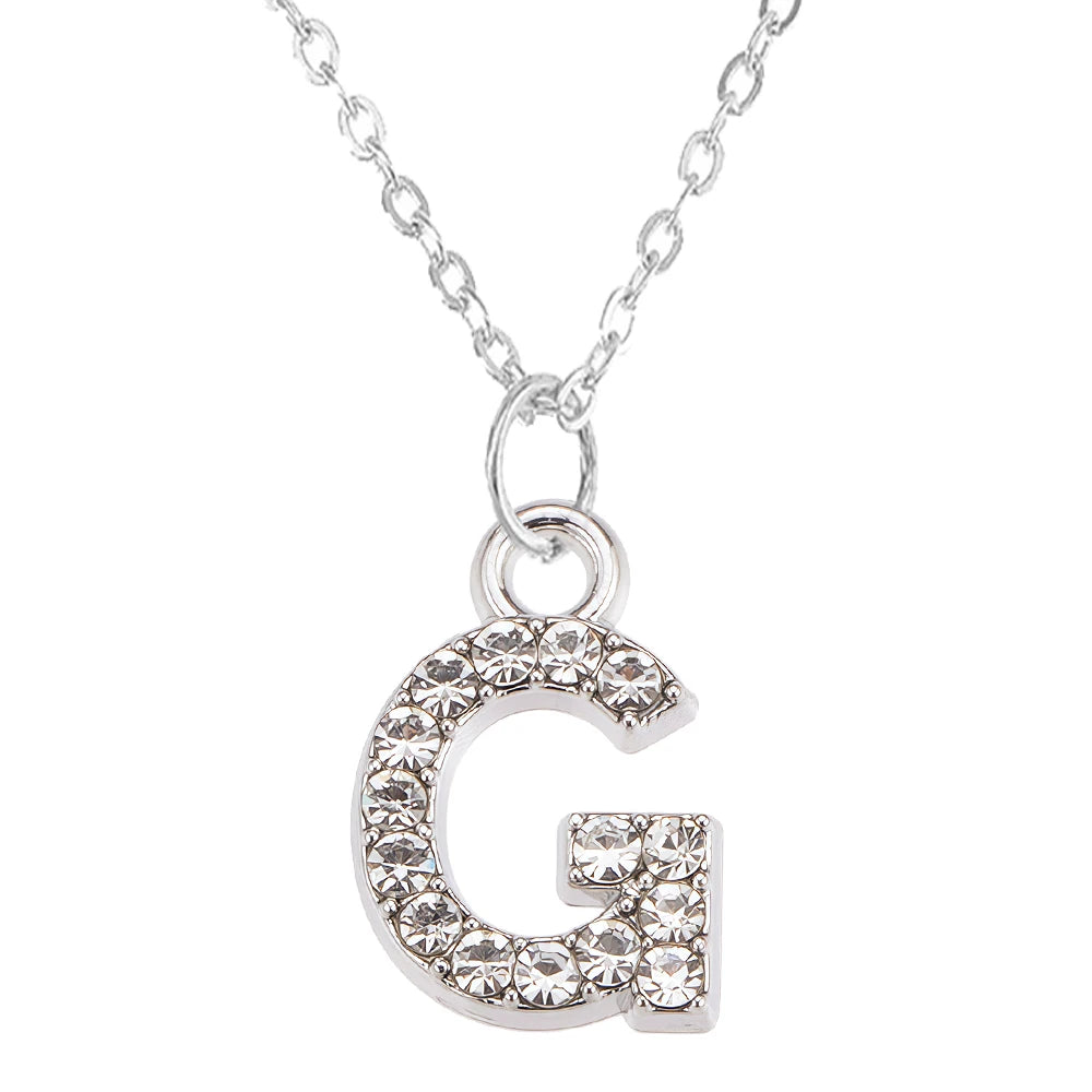 Fashion Shining A-Z Letter Pendant Charm Necklace 26 Initial Alphabet Name Clavicle Chain Party Valentine's Day Jewelry Gift G