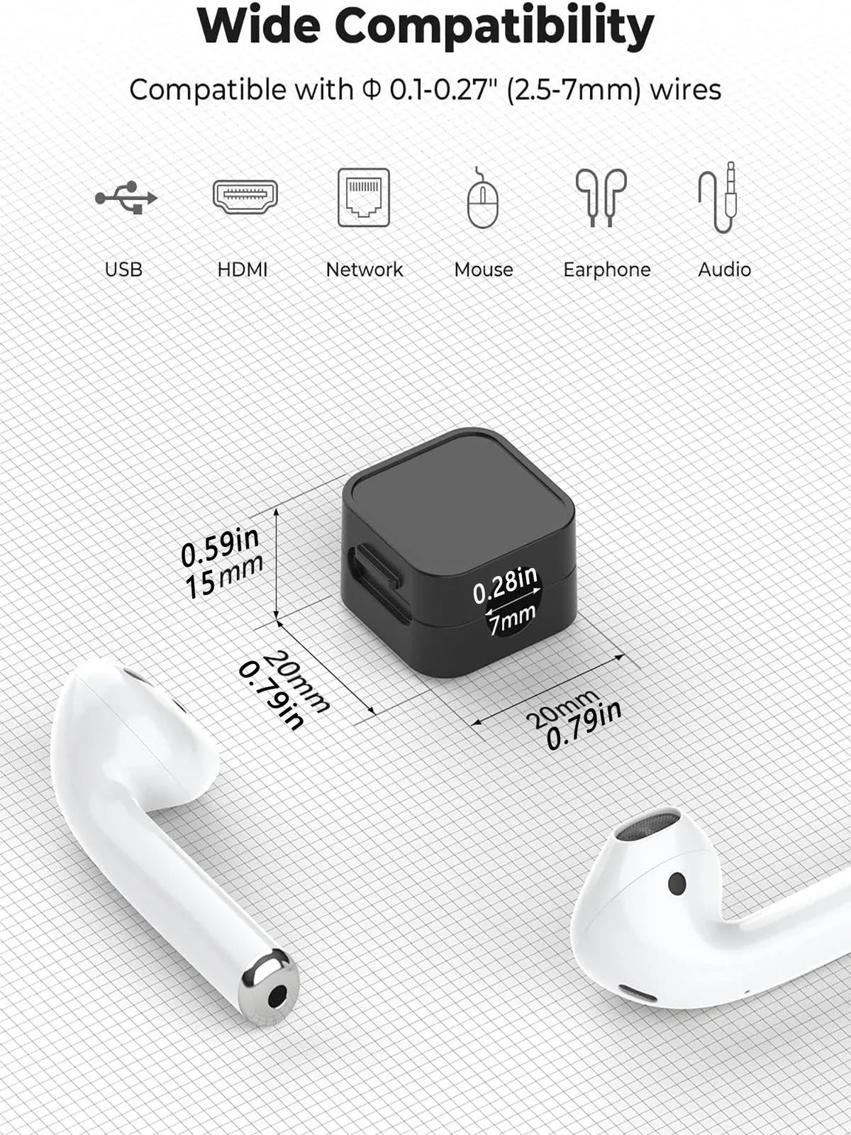 Adhesive ABS Desk Cable Clips for Charging Lead Storage