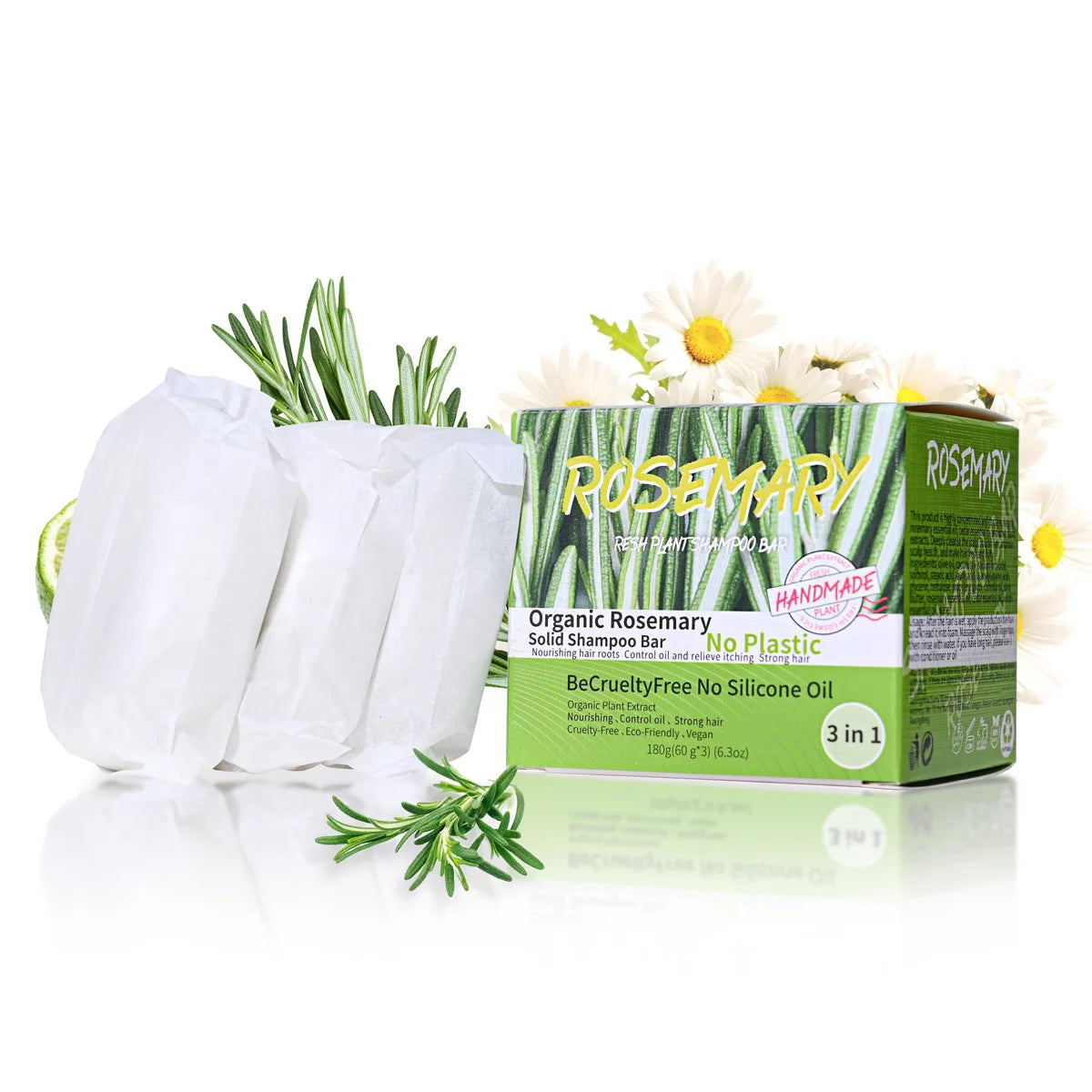 3-Pack Lavender Essential Oil Solid Shampoo Bars – Silicone-Free Oil Control Shampoo Soap for Refreshing Clean Scalp & Hair