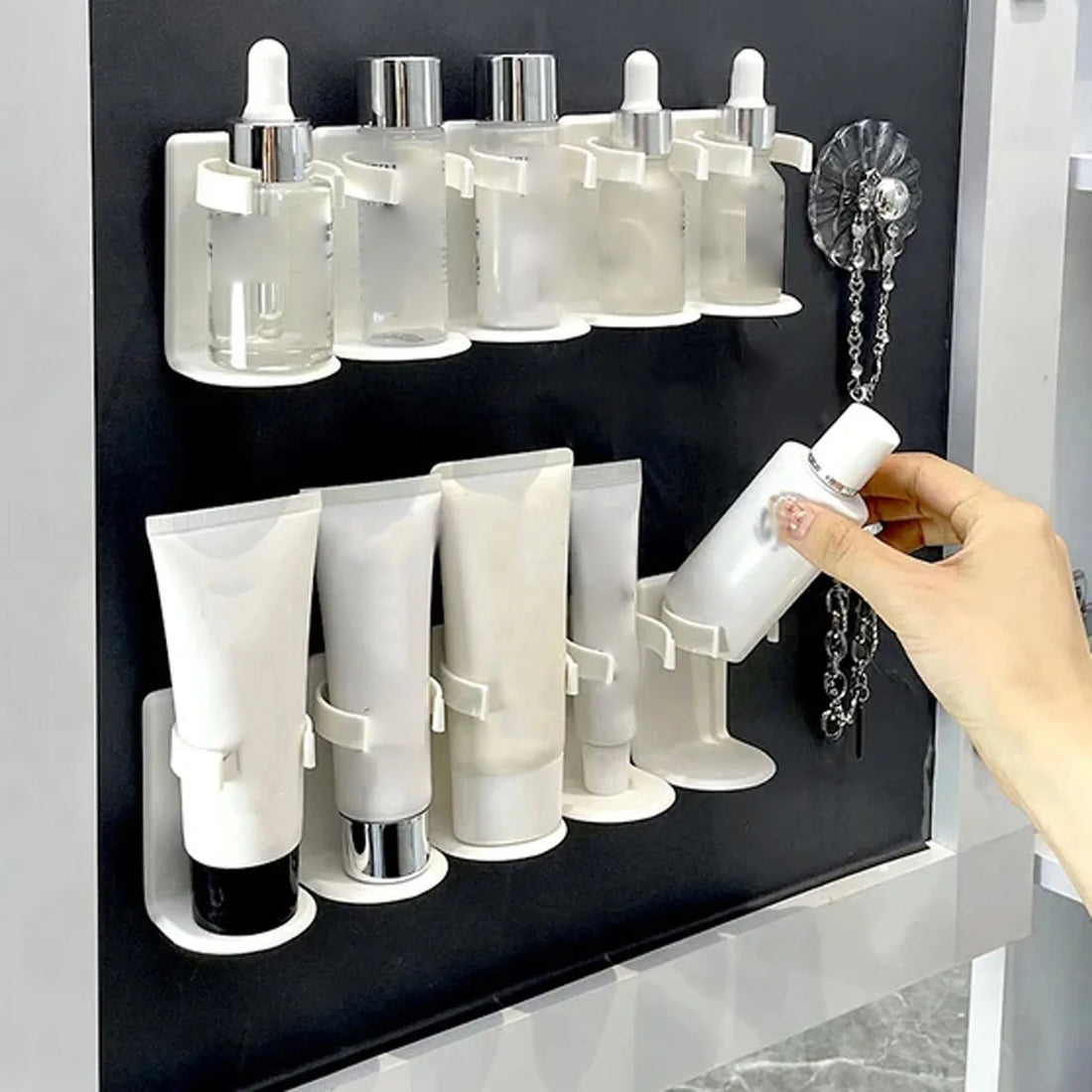 PET PE No Drill Wall Mounted Spice Jar Rack for Kitchens