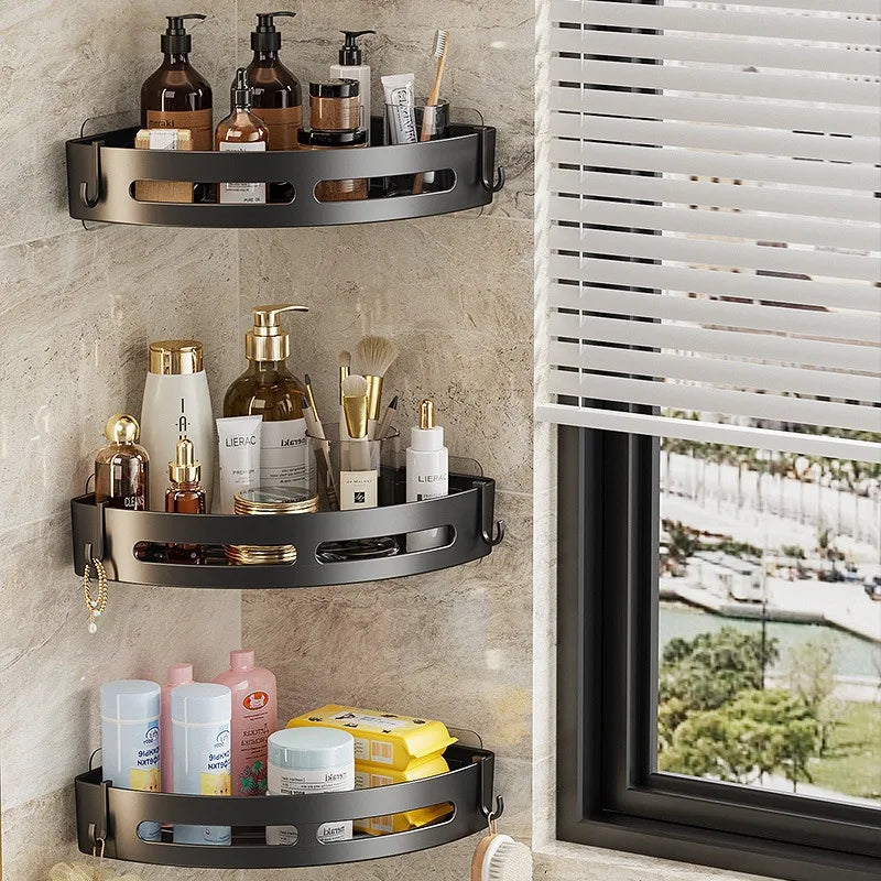 No Drill Plastic Bathroom Shampoo Shelf for Shower Walls