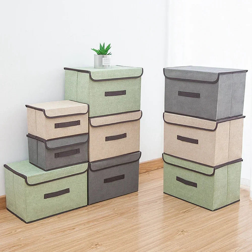 Fabric Wardrobe Storage Box With Lid for Clothes and Accessories