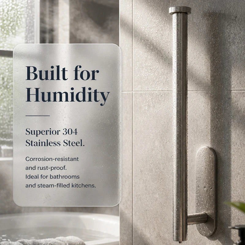 Kitchen Bathroom Storage 304 Stainless Steel Tissue Holder Waterproof No-Drill Strong Adhesive Paper Towel Rack For Cabinet