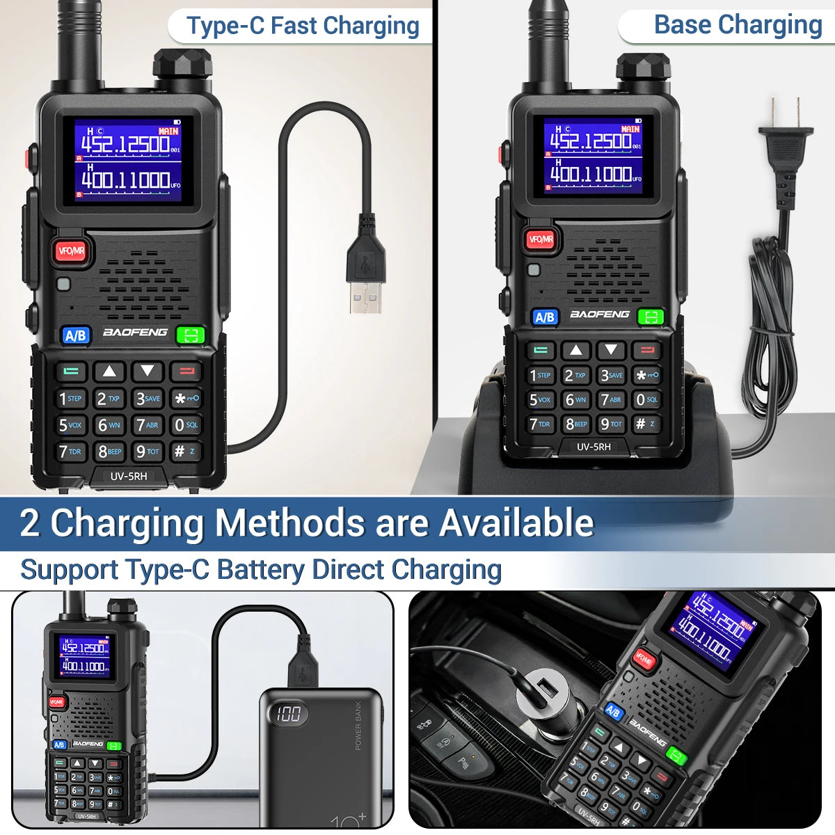 Baofeng UV-5RH 10W Walkie Talkie Long Range Ham Radio Type-C Charging Air Band Two-Way Wireless Transceiver - Dicrodelights