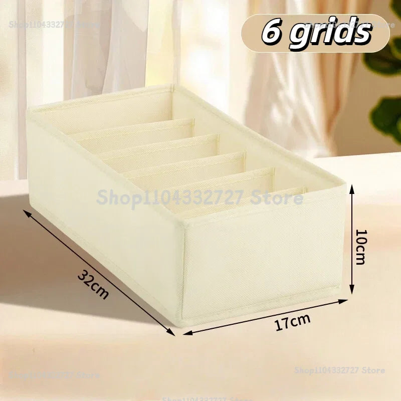 Fabric Drawer Storage Organiser for Underwear Bras and Socks yellow-6grids