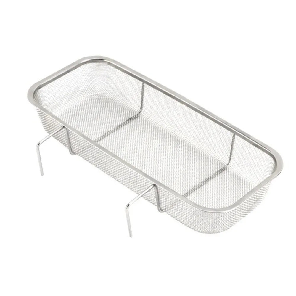 Stainless Steel Kitchen Sink Drain Basket Anti-rust Thickened Utensil Organizer Rectangle Storage Basket Dish Drying 10.63x4.72x1.77 in