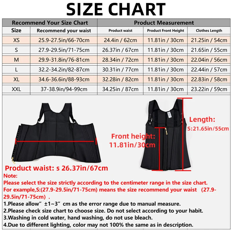 15-Steel Boned Fajas Colombianas Shapewear Vest Body Shaper Women Latex Waist Trainer Tummy Control Slimming Cincher Hook Zipper