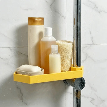 ABS Shower Pole Storage Tray with Honeycomb Drainage Base