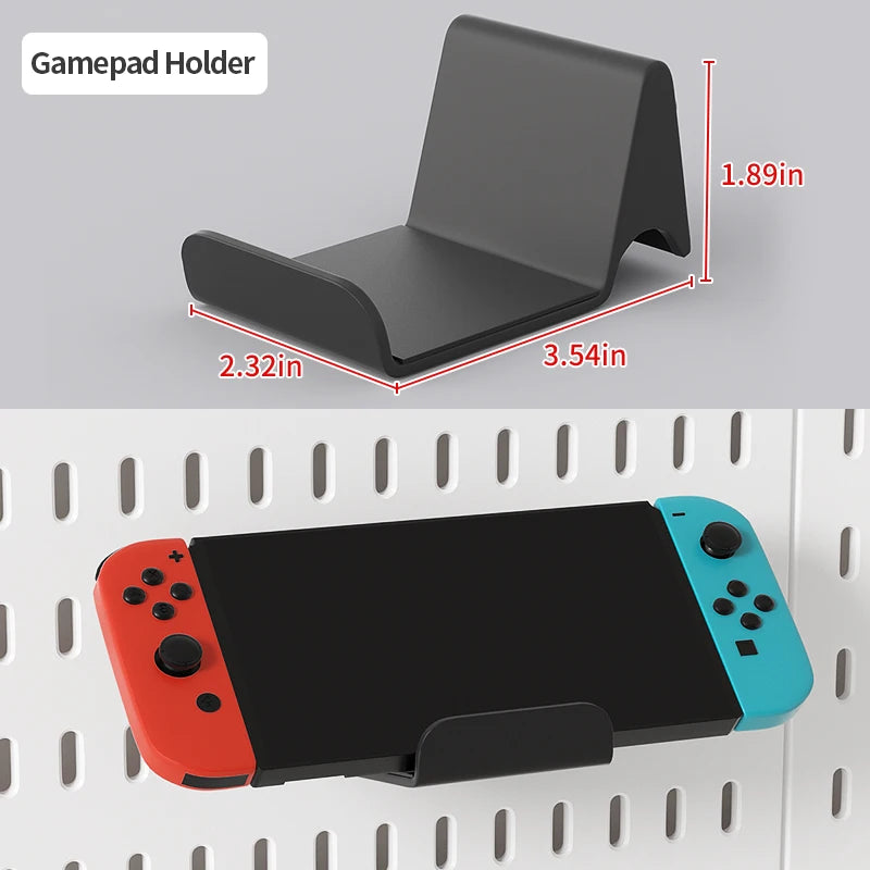 Gaming Room Pegboard Storage for Desk Accessories and Display Black Gamepad Holder