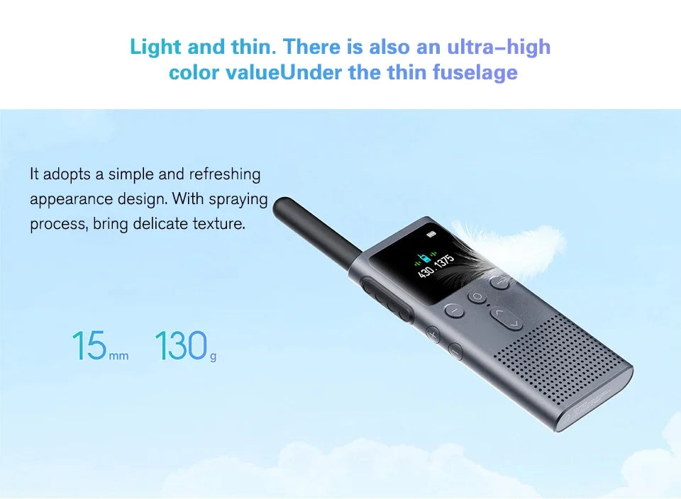 Xiaomi Walkie Talkie 2S Screen 4W Power 120-hour 1.77"Color Standby Dual Mode 5km Call Distance IP54 Outdoors Security Intercom