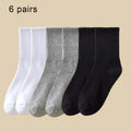 1/6 Pairs Women Mid-Tube Socks Solid Colour Autumn Winter Breathable Comfortable Sport Sweat Absorbent Man And Women's Socks 6 Pairs-mix4 One Size