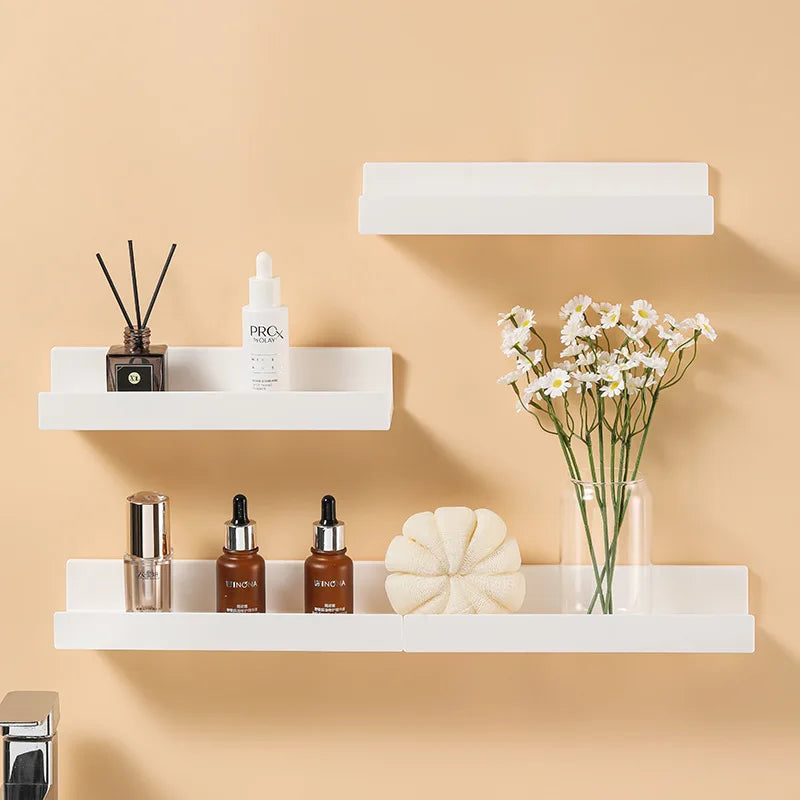 White Plastic Corner Shower Shelf for Shampoo Storage