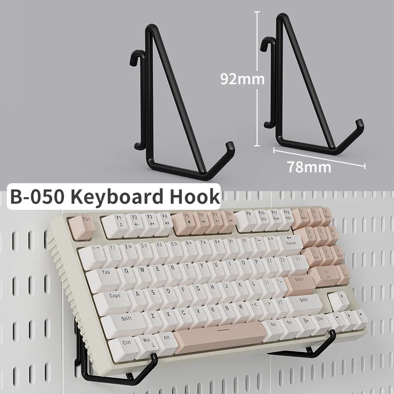 Wall Mounted Desk Pegboard Storage for Gaming Accessories Black Keyboard Hook