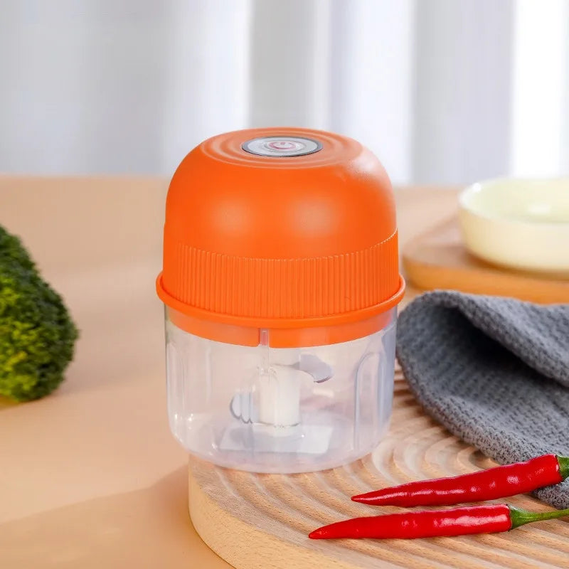 1 electric garlic grinder 260ml onion chopper 1 button start meat grinder kitchen food vegetable mixer Orange PP Cup 3 in 1