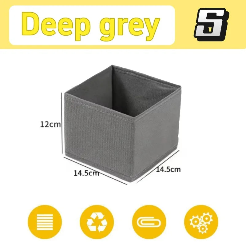 Fabric Underwear Drawer Storage Box for Socks and Clothing Deep gray-S
