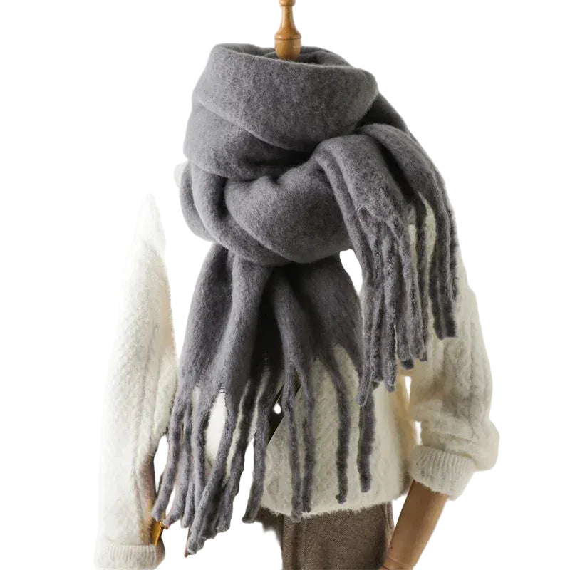 Women Winter Cashmere Scarf Thick Warm Pashmina Shawl Wrap Grey