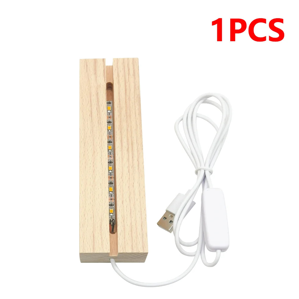 LED Display Base with Wooden Slot for Acrylic Art Panels 1PCS