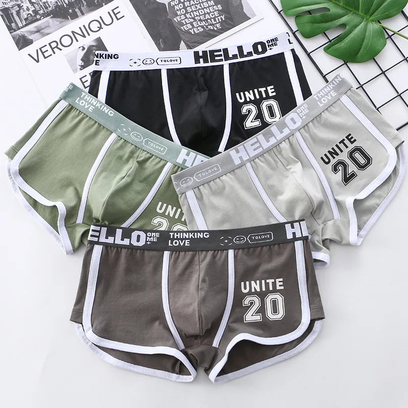 1/3/4 PCS Men's Underwear Boxer Shorts Sexy Panties Cotton Boxers Sports Comfort Man Underpants Shorts Homme U Convex Lingerie 4PD3205-4