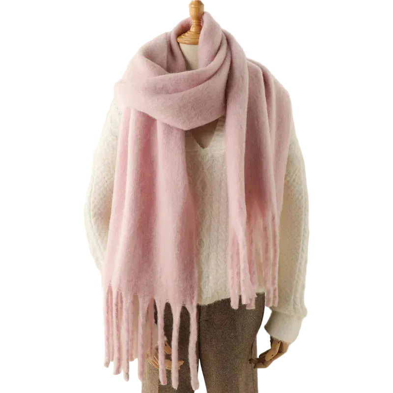 Women Winter Cashmere Scarf Thick Warm Pashmina Shawl Wrap Pink