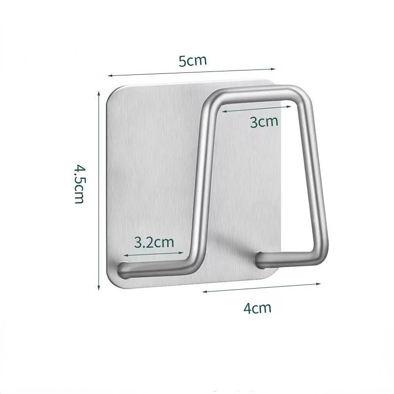 1/2Pcs Sponge Holder Sink Caddy SUS304 Stainless Steel Strong Adhesive Hook Storage Holder Waterproof Rustproof Hook for Kitchen Silvery Small Size
