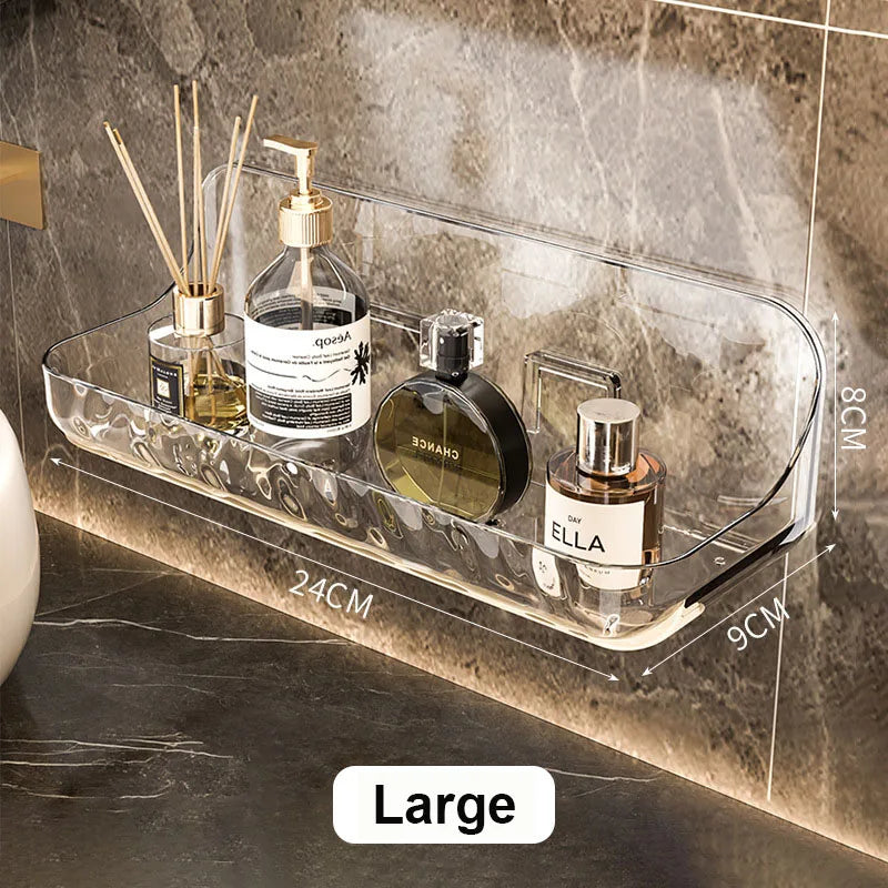Clear Plastic No Drill Bathroom Shelf for Toiletry Storage large