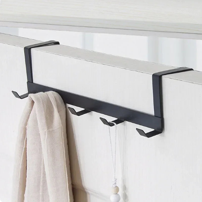 Metal Over Door Five Hook Rack for Coats Bags and Towels