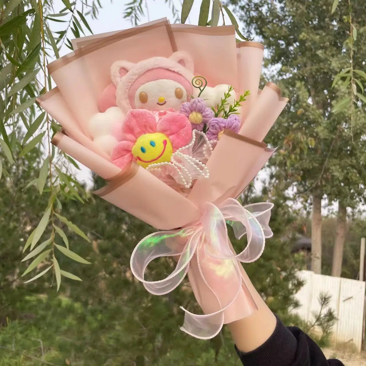 Sanrio Plush Bouquet Doll – Kuromi, My Melody, Cinnamoroll Handmade Gift Toy for Valentine, Birthday & Graduation 3-32cm