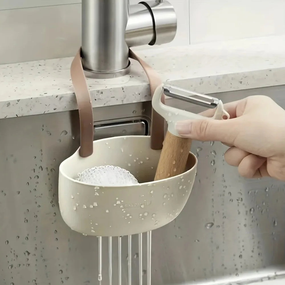 Hanging Sink Basket with Adjustable Strap for Sponges