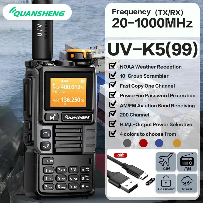 Quansheng UV-K6 5W Long Range Air Band Walkie Talkie
