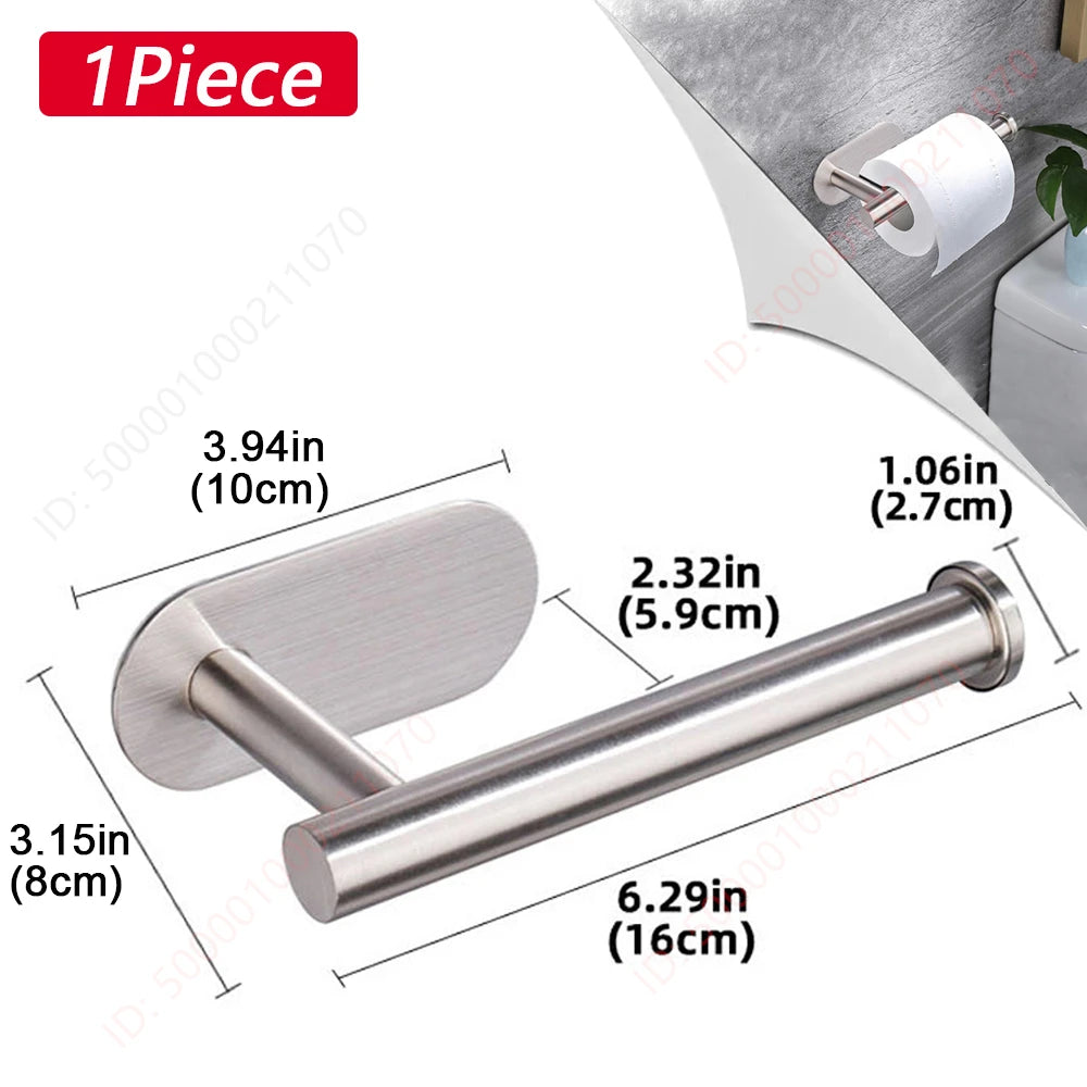 1~2PCS Toilet Paper Rack Bathroom Paper Towel Holder Adhesive Absorbent Paper Dispenser WC Kitchen Hardware Storage Accessories 1Pc Silver Holder A