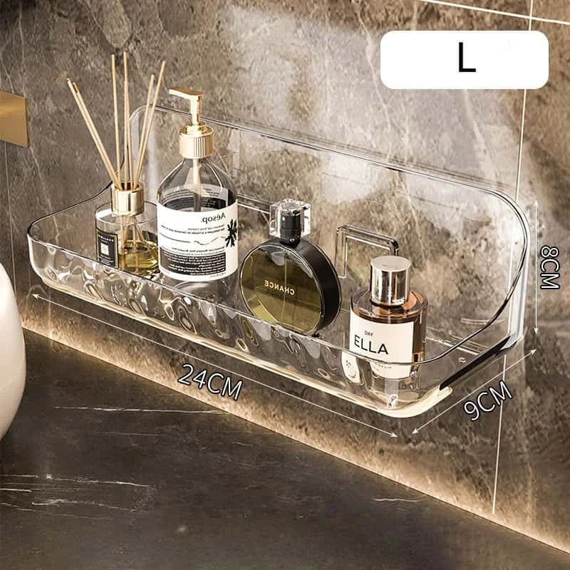 Clear Acrylic No Drill Toiletry Shelf with Raised Sides