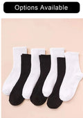 1/7/10/20 Pairs Mid Length Socks Women Classic Black White Solid Color Fashionable Casual Sports Absorbing Breathable Men Socks