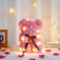 25cm Artificial Teddy Rose Flower Bear with Box Romantic Valentines Day Gift Girlfriend Women Anniversary Wedding Party Supplies 3 With Box
