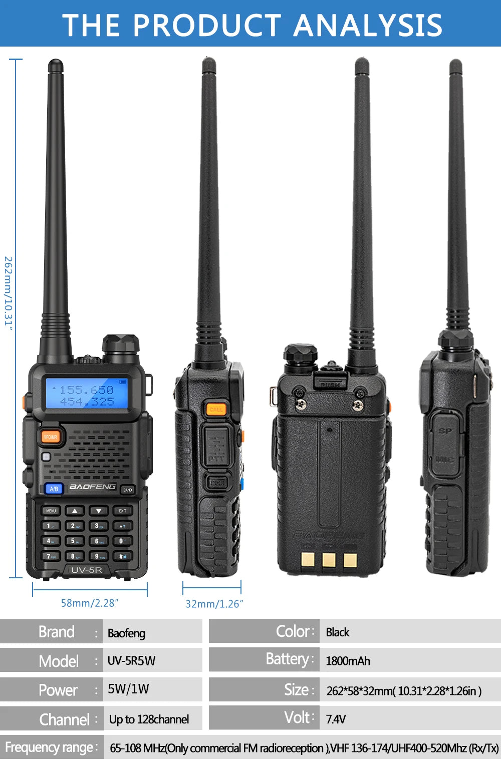 2PC Baofeng UV-5R Walkie Talkie Dual Band Long Range Ham Radio - Dicrodelights
