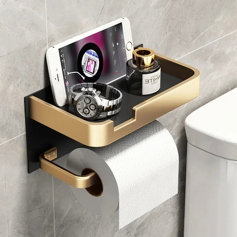 Aluminium Wall Mounted Toilet Roll Holder and Shelf Options
