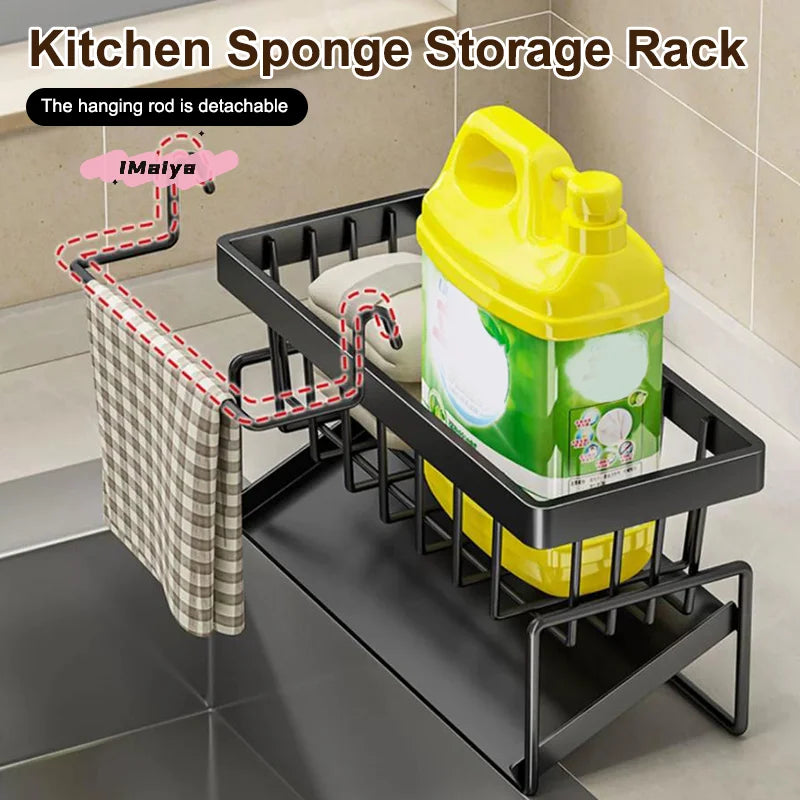 Sink Caddy with Sloping Drainage Tray and Dishcloth Rail