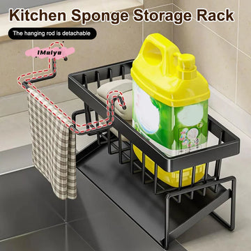 Sink Caddy with Sloping Drainage Tray and Dishcloth Rail