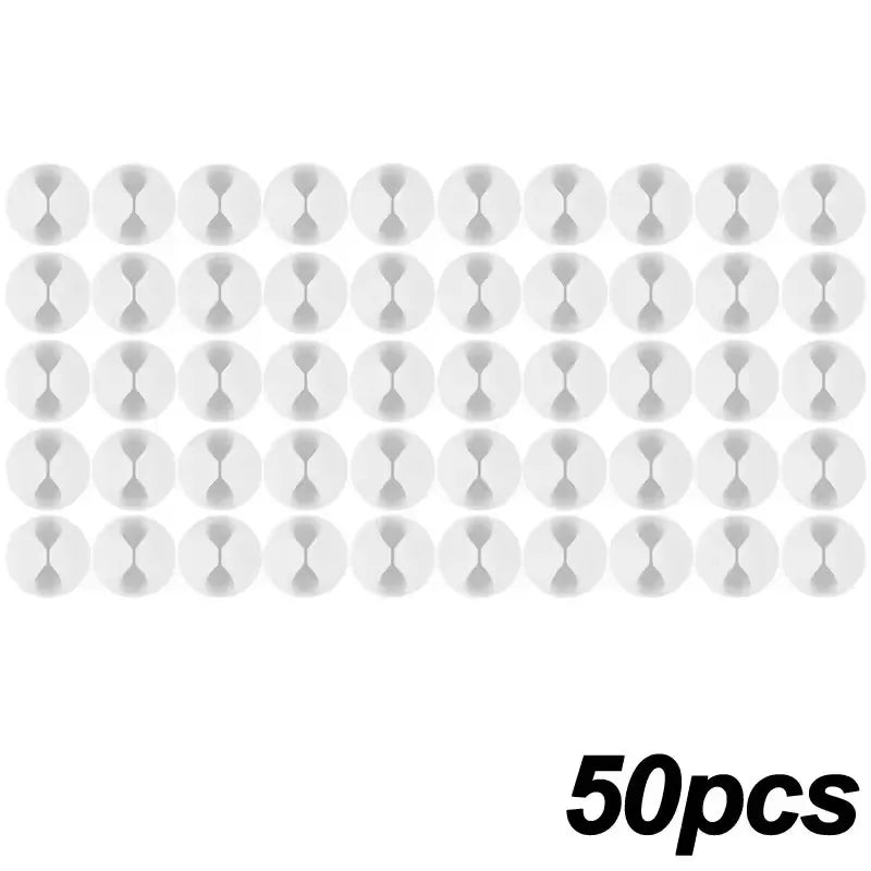 Self Adhesive Round Desk Cable Clips for Charging Leads 50x White