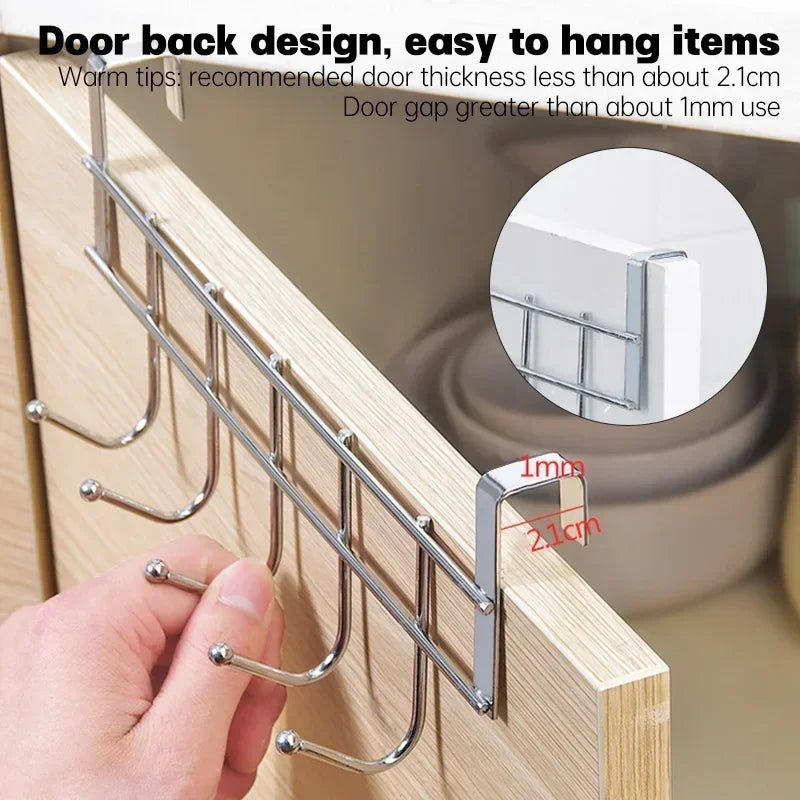 Five Hook Over Door Rack for Bedroom Accessory Storage