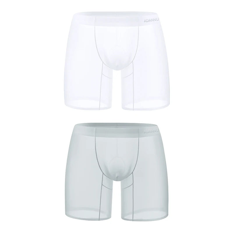 1/2/3 PCS Men's Ice Silk Boxers Transparent 0.01 Ultra-thin Fabric See Through Seamless Underwear antibacterial Boxer Shorts 2AD781-WH-GY