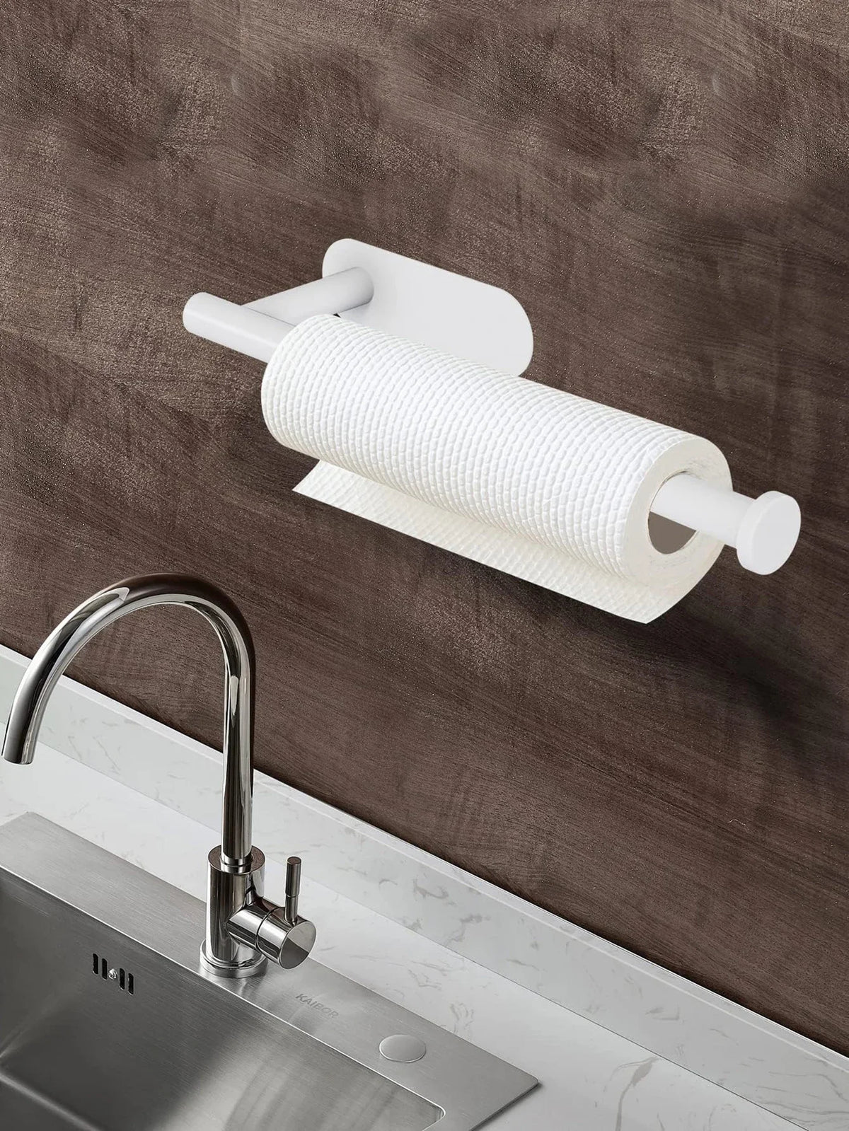 Acrylic Wall Mounted Toilet Roll Holder in Black or White 2 Long White