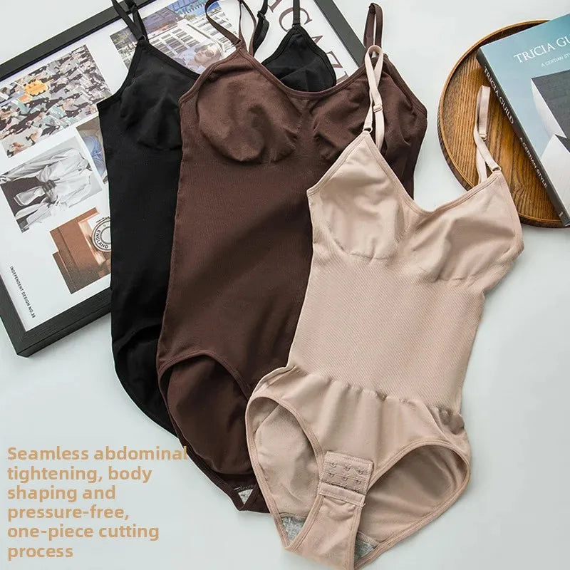 Women's One-Piece Shapewear Thin Summer Suitable Abdomen Inward Drawstring Halter Neck Design Body Sculpting Underwear