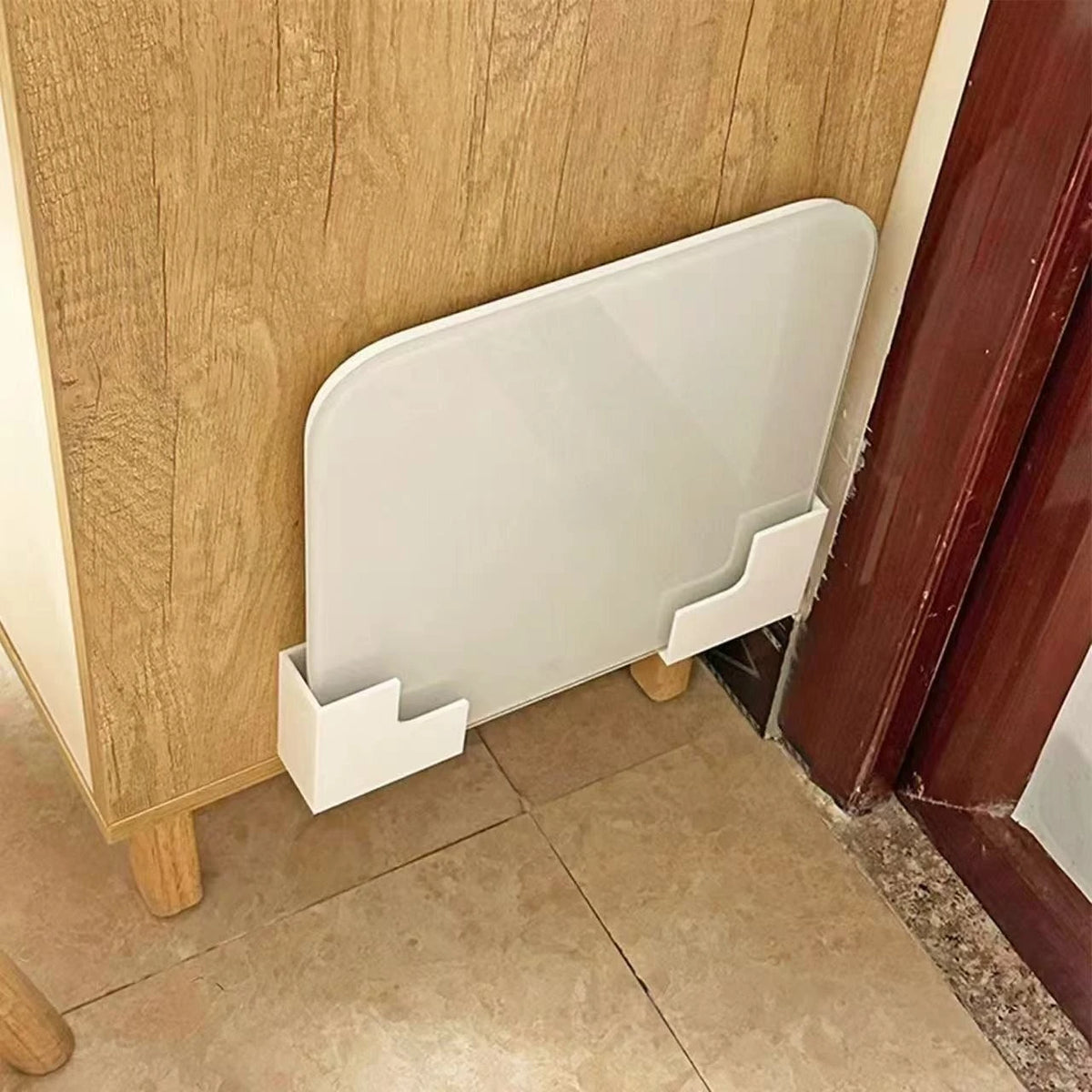 No-Drill Bathroom Storage Rack - Wall-Mounted Weight Scale Organizer with Strong Adhesive, Durable Plastic for Gym & Home
