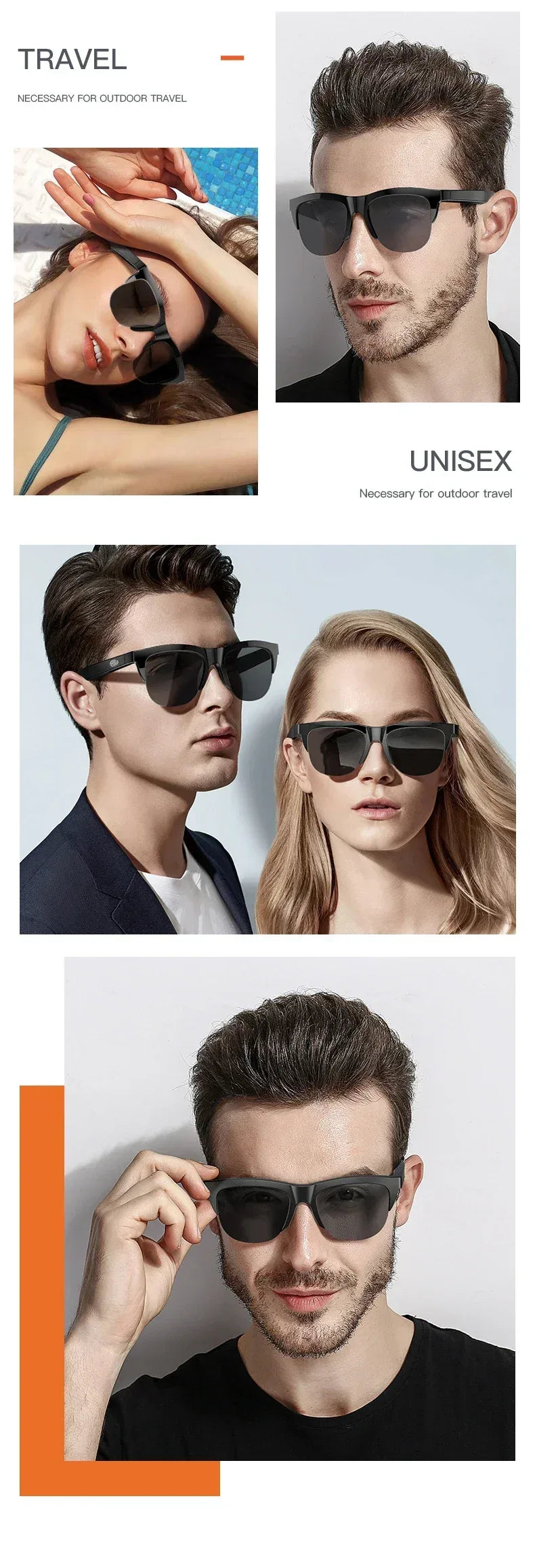 Smart Bluetooth Audio Sunglasses with Mic & UV Protection