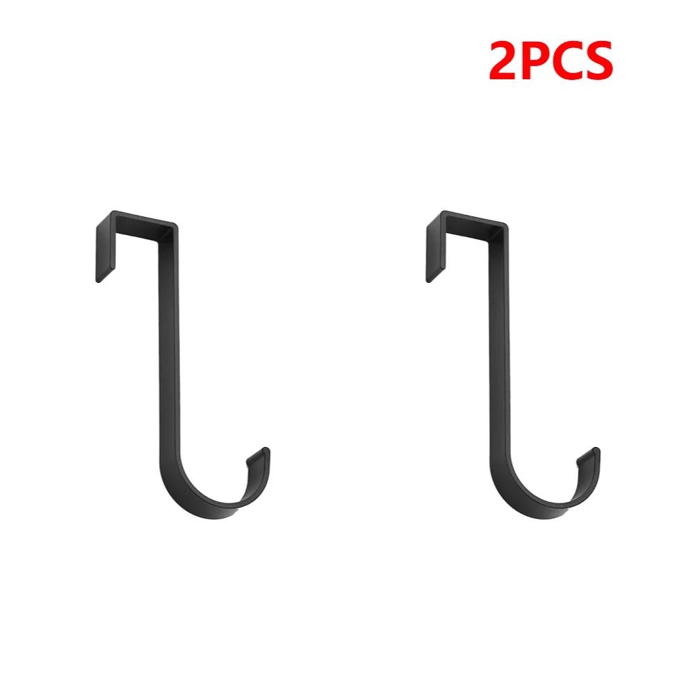 Aluminium Over Cabinet Door Hook for No Drill Bedroom Storage 2pcs black