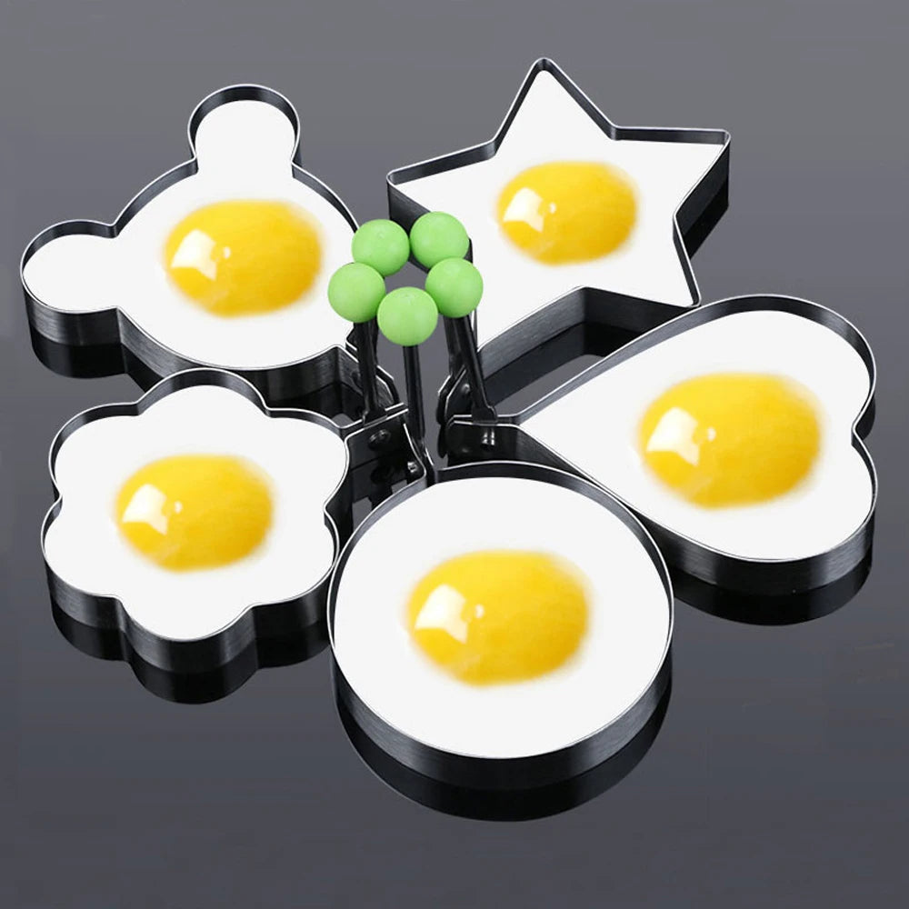 5Pcs Stainless Steel Eggs Rings Mold With Handle,Round Non-stick Pancake Omelette Mold For Griddle,Egg Shaper Home Kitchen Items Default Title