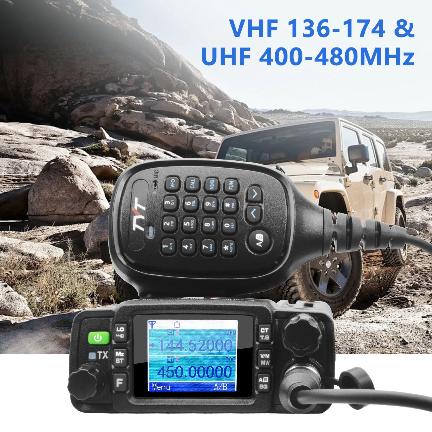 TYT Walkie Talkie TH-8600 IP67 Waterproof Car Transceiver 2m 70cm Dual Band Amateur Mini Mobile Radio 25Watt 200 Memory Channels