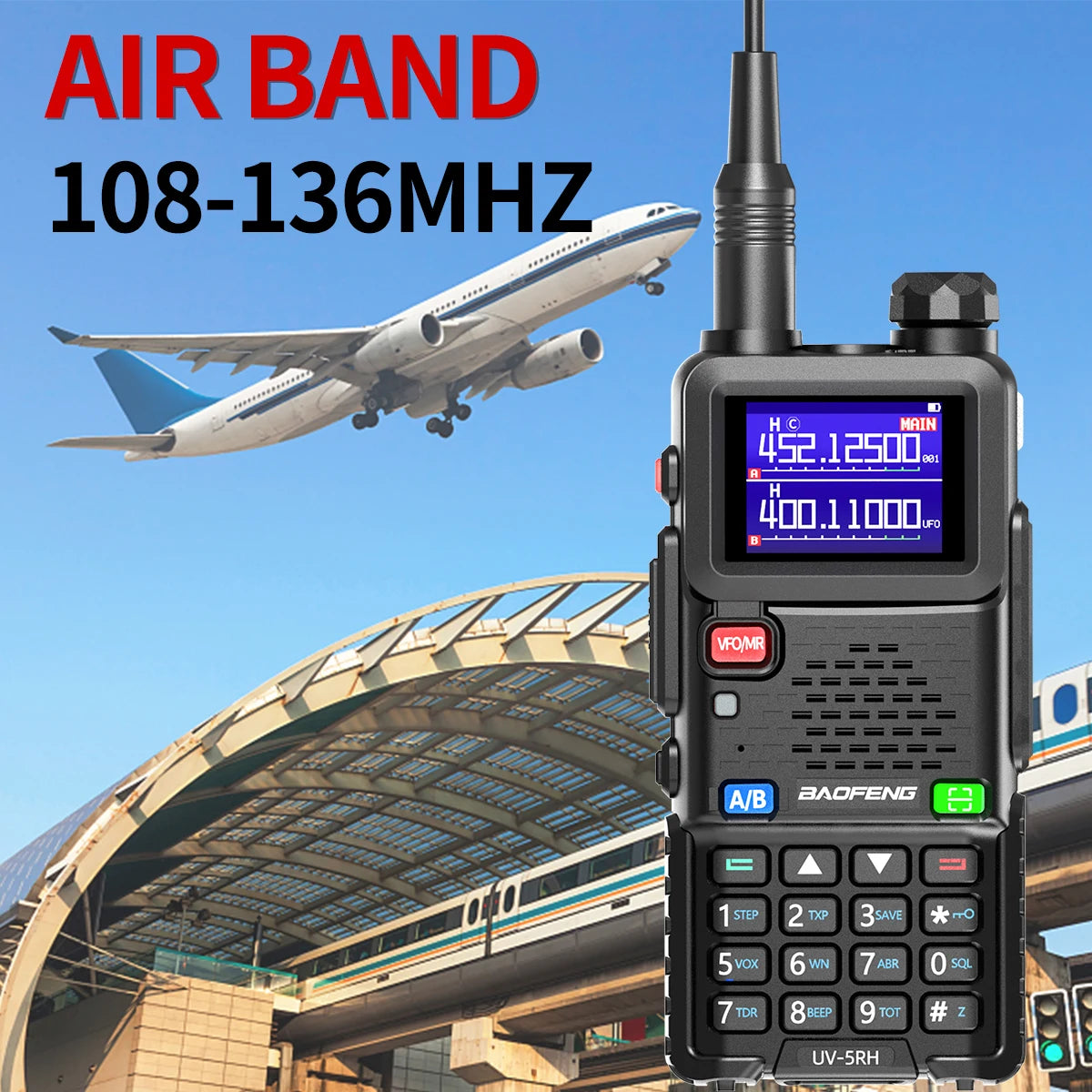 Baofeng UV-5RH 10W Walkie Talkie Long Range Ham Radio Type-C Charging Air Band Two-Way Wireless Transceiver - Dicrodelights