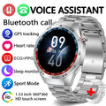 2025 New GT5 Pro GPS Track Smart Watch Men 360*360 AMOLED Screen NFC BT Call Waterproof Health Monitor Man Smartwatches IOS Silver steel